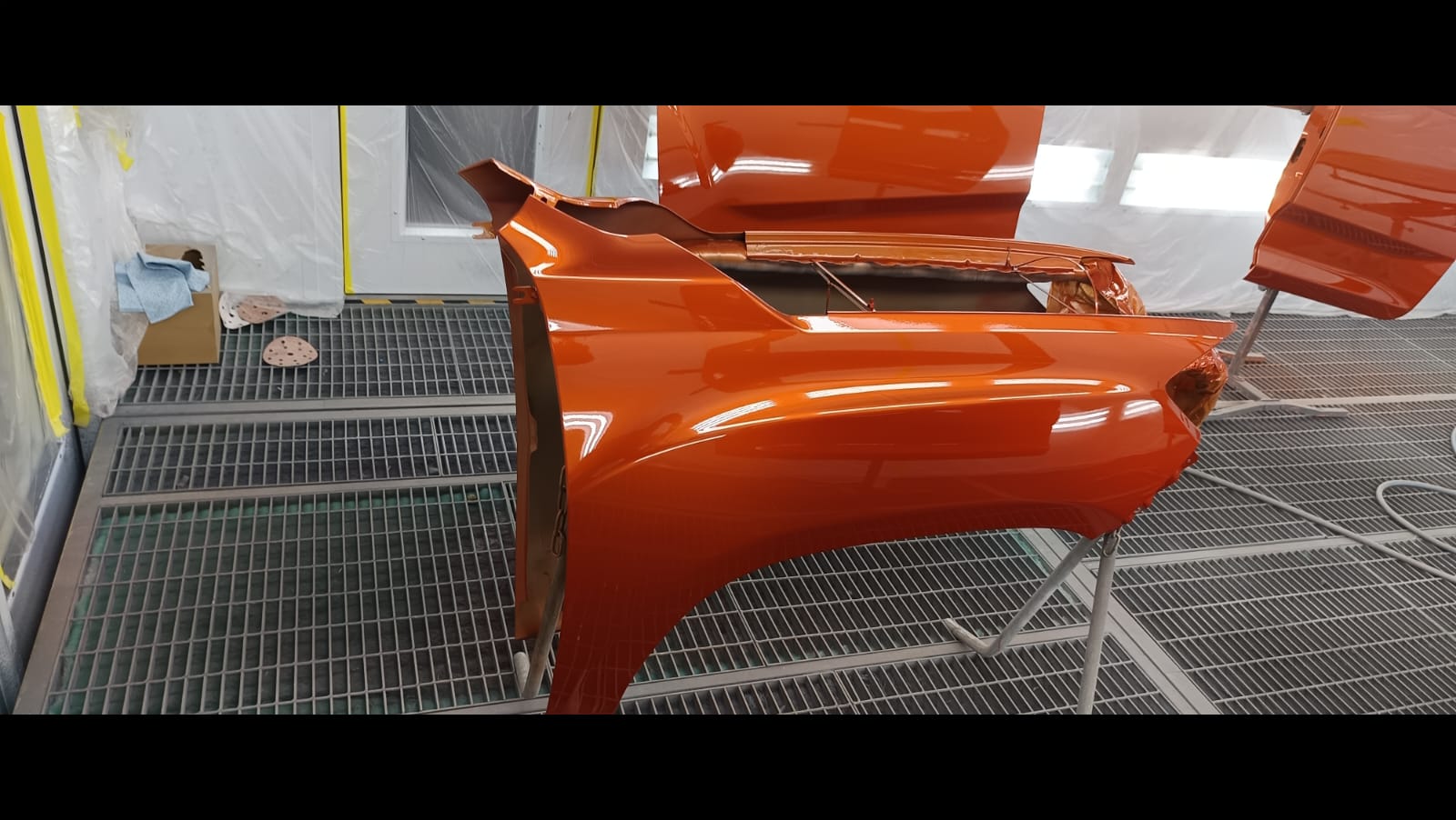 Freshly painted panels in our workshop